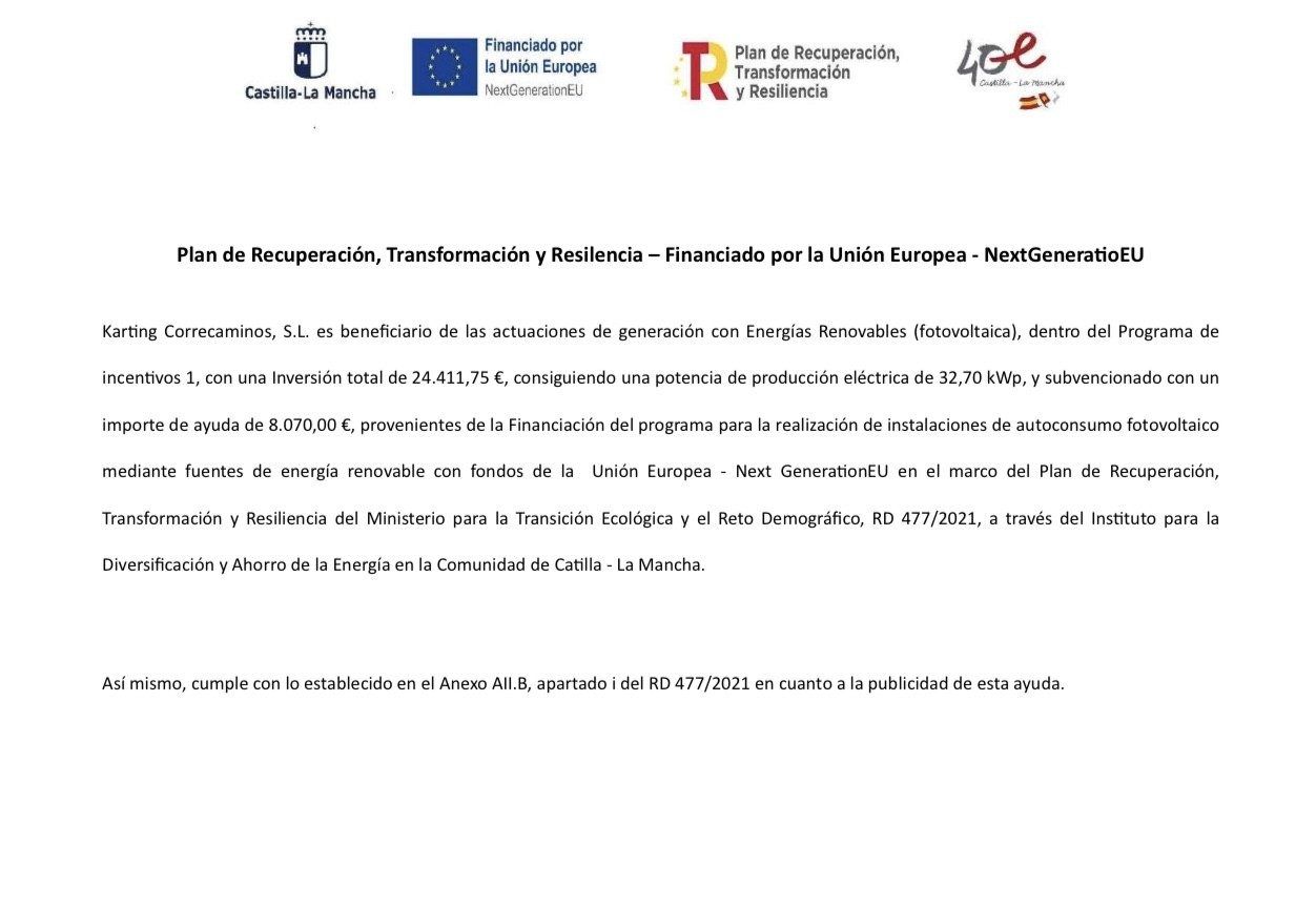 Logotipos: Castilla-La Mancha, Financiado por la Unión Europea NextGenerationEU, Plan de Recuperación, Transformación y Resiliencia